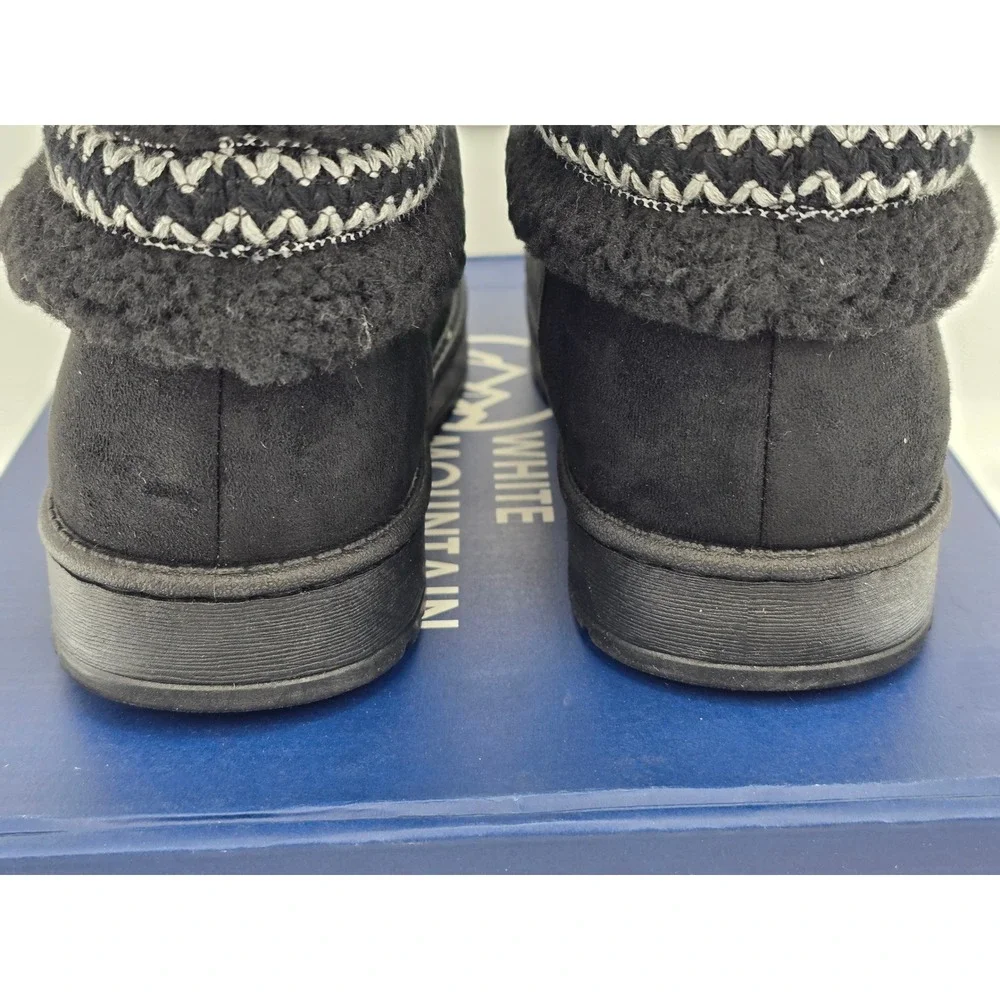 White Mountain Icons Ankle Boots Womens 7.5 Black Faux Fur Suede - New